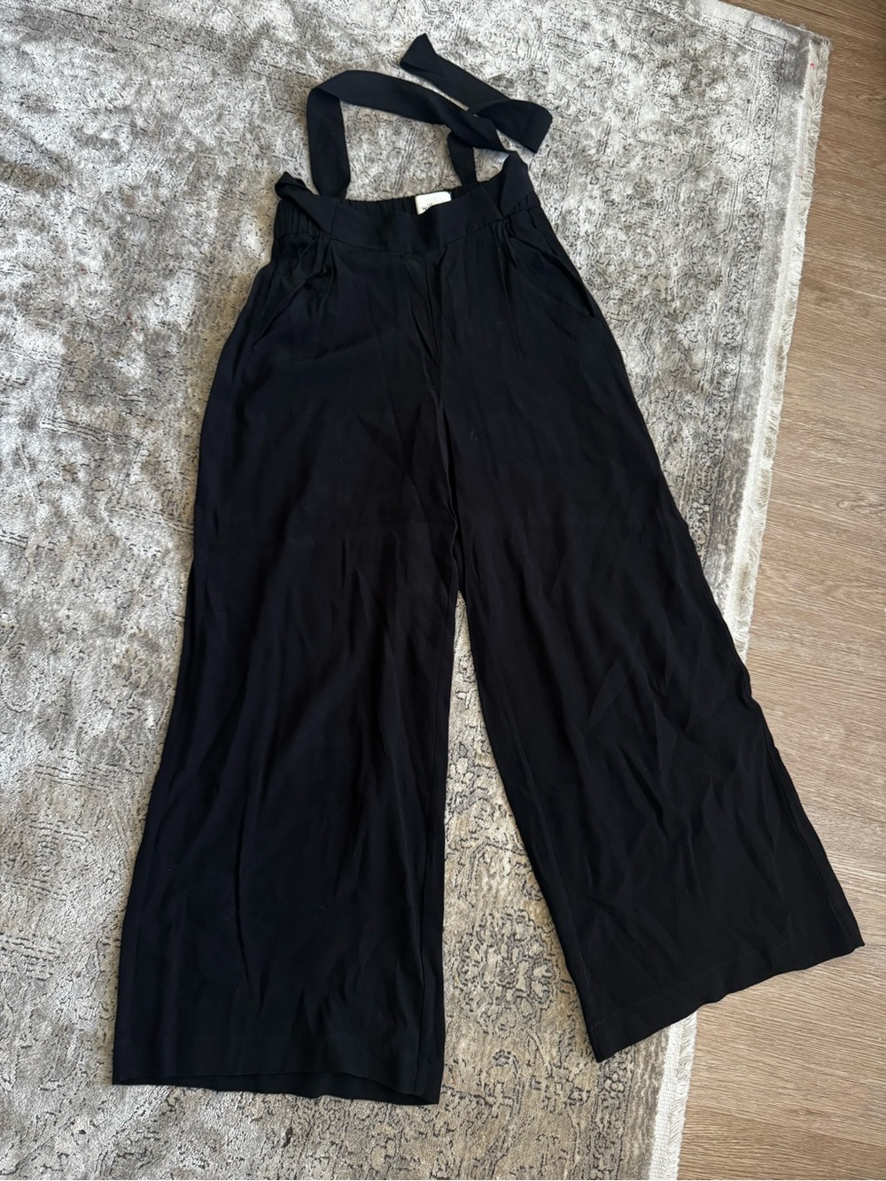 Wilfred Black Wide-Leg Halter Tie Jumpsuit